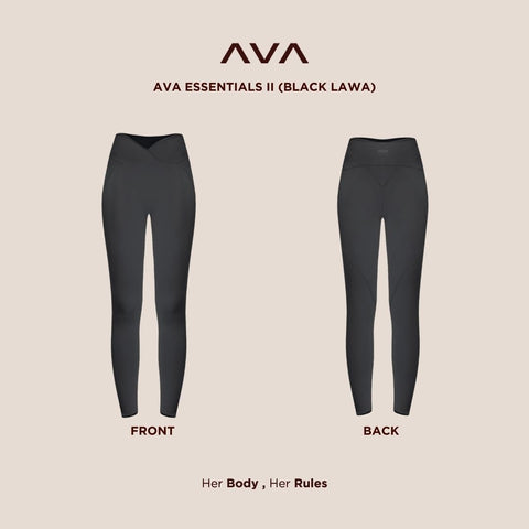 AVA - Essential II (V-Waist) กางเกงออกกำลังกายขายาวเว้าเอว  (Black Lawa)